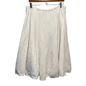 Appraisal Linen Blend Skirt Womens 14 White A-Line Midi Coastal Chic Vacation